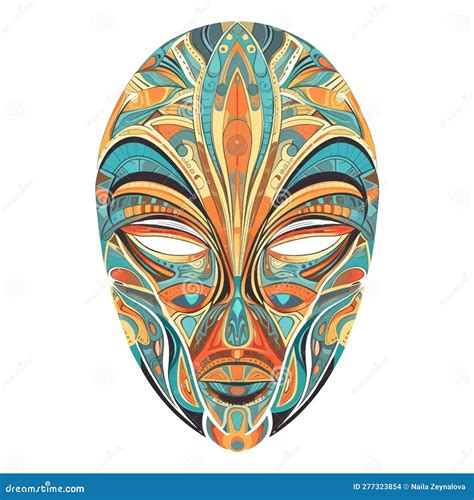 Mask African Exotic Ornamental Ritual Tribal Ethnic Mask Colorful Patterned African Aborigine