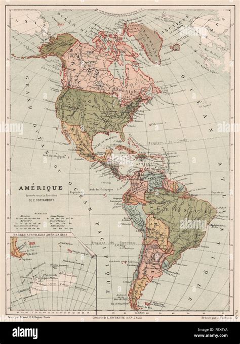 Americas Political North South America Cortambert Antique Map