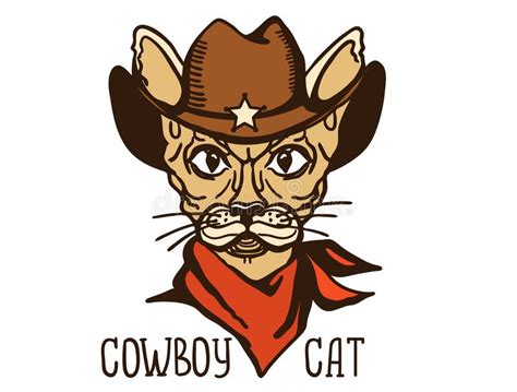 Cat Cowboy With Western Cowboy Hat And Red Bandanna Vector Printable