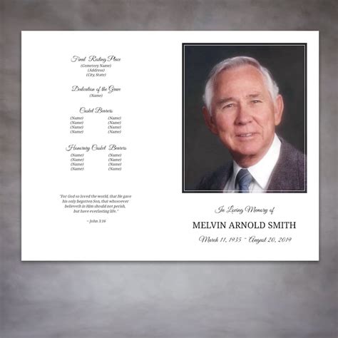 Mens Classic Funeral Program Template Etsy