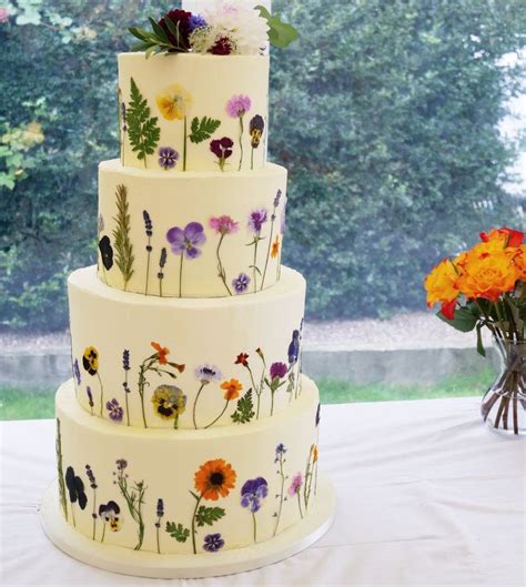 Pressed Flower Wedding Cake Beautiful And Delicious