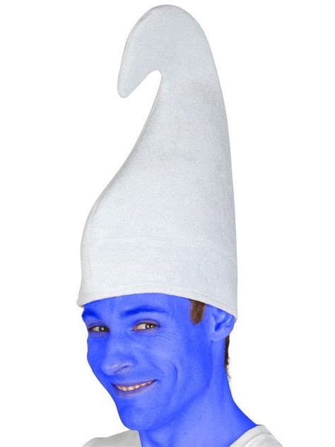 White Gnome Costume Hat Adults Plush White Smurf Hat