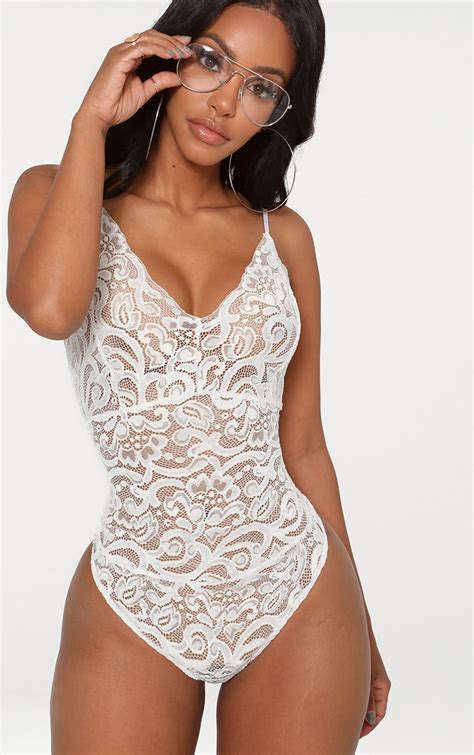 shape white sheer lace bodysuit prettylittlething ca