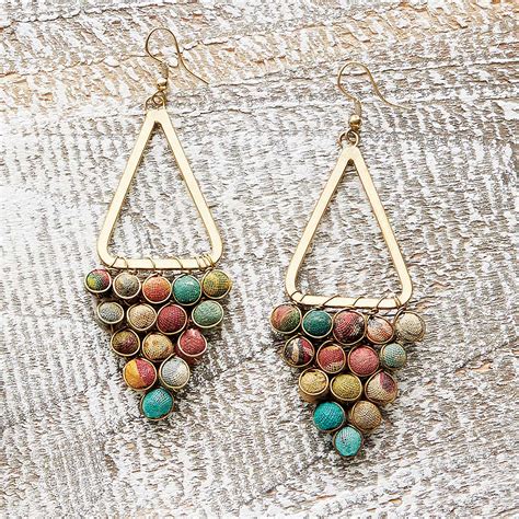 Kantha Chandeliers Earrings Colorful Handmade Jewelry UncommonGoods