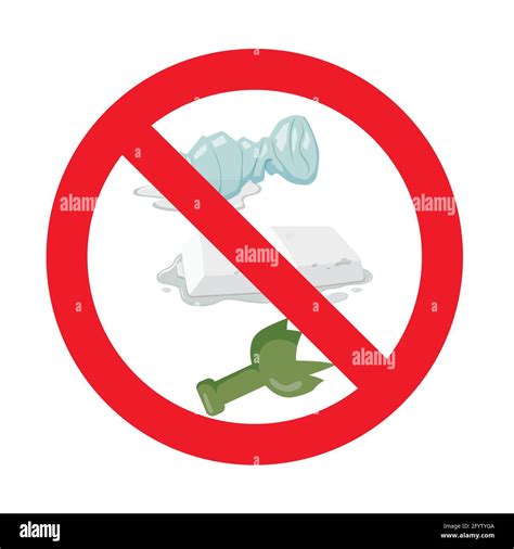 Sin Residuos A La Basura Advertencia De Icono De Vector Y Prohibido