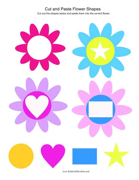Cut And Paste Flower Shapes Cut And Paste Worksheets Activities Fo