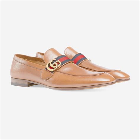 Gucci Leather Loafer With Gg Web In Brown For Men Cuir Color Leather