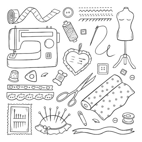 Premium Vector Set Of Hand Drawn Sewing And Needlework Doodle