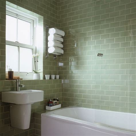 I'm peeling back pinterest's layers to find new bathroom tile ideas that can elevate the simple into something special. pale green tiled bathroom | Green bathroom, Light green ...