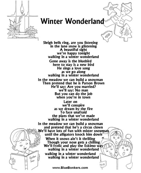 Lyrics To Winter Wonderland Printable Printabletemplates