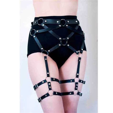 Leather Waist Belts Fashion Punk Gothic Handmade Leather Harness