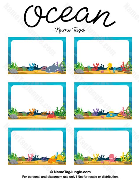 Free Printable Under The Sea Name Tags
