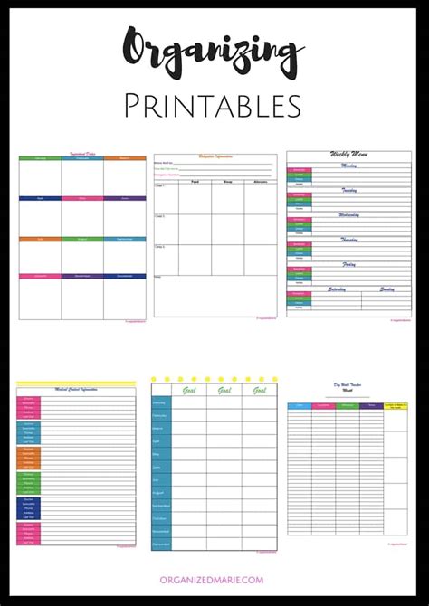 Free Organizing Printables