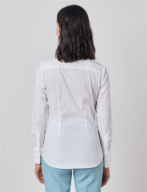 Cotton Stretch Plain Women S Fitted Shirt With Concealed Placket And