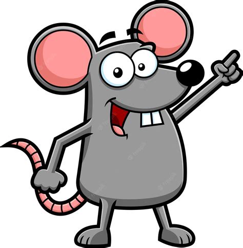 Premium Vector Funny Mouse Cartoon Character Pointing Vector Hand