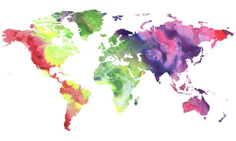 Colorful Watercolor World Map Painting By Irina Sztukowski Pixels