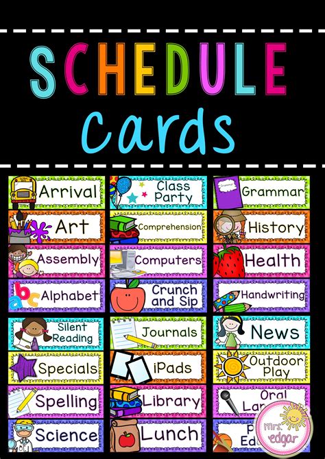 Schedule Cards Classroom Schedule Cards Classroom Schedule Schedule