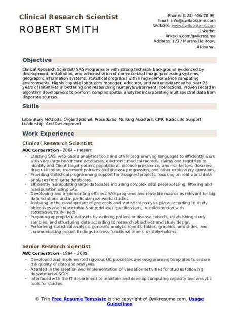 Research Scientist Resume Samples Qwikresume