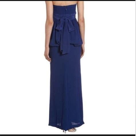 Bcbgmaxazria Blue Depth Ruella Peplum Skirt Gown Long Formal Dress Size