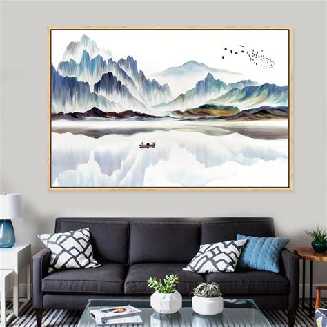 Abstract Painting Large Size Minimalist Mountain Peaks Landscape Canvas