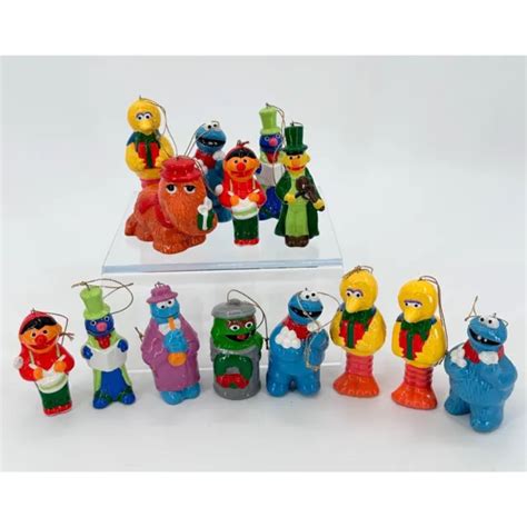 7 Sesame Street Muppets Christmas Ornaments Vintage Taiwan Ceramic