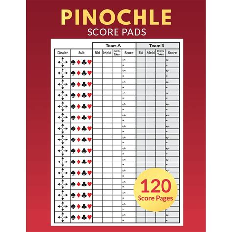 Pinochle Score Pads 120 Score Pages Personal Scoresheet Record Book