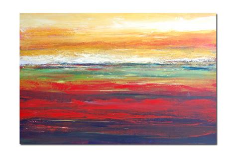Abstract Landscape Painting Original Art Canvas Large Red