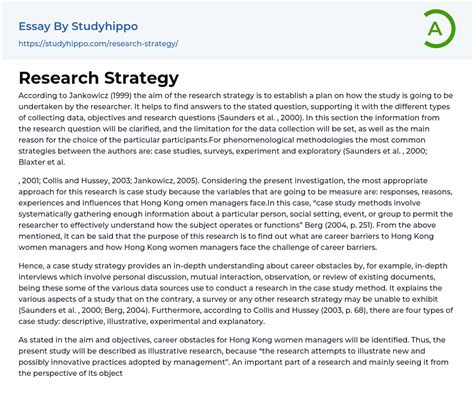 Research Strategy Essay Example