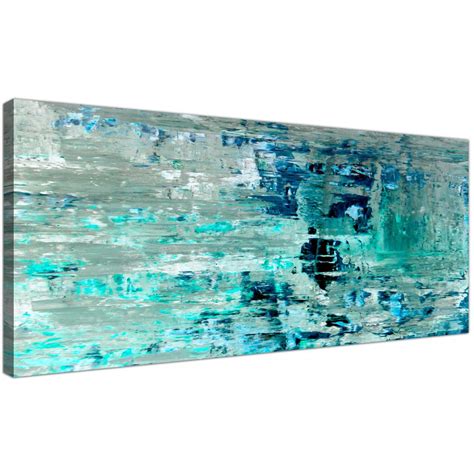 Turquoise Teal Abstract Painting Wall Art Print Canvas Modern 120cm