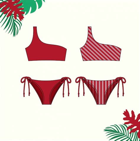 Premium Vector Illustration Of Womens Bikini Red Bikini Swimsuit