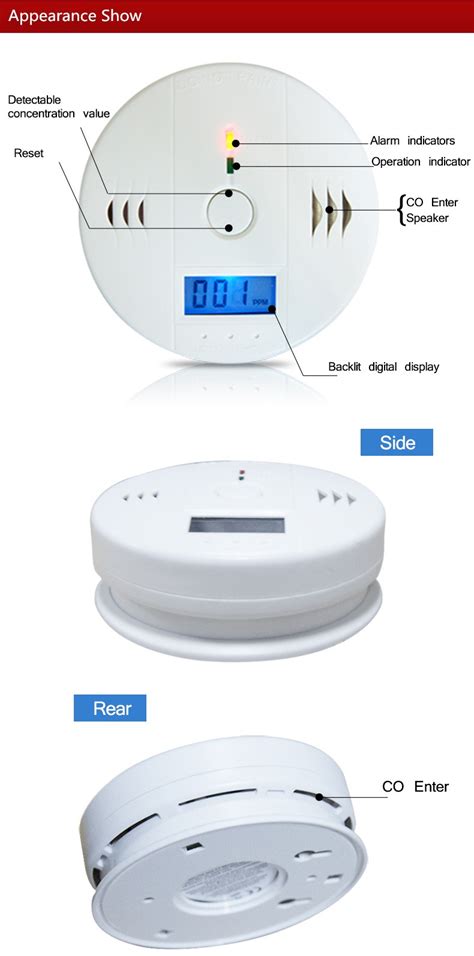 Press and hold the test button on the sensor for 15 seconds or until the panel starts to alarm. High Quality Home Safety CO Carbon Monoxide Poisoning ...