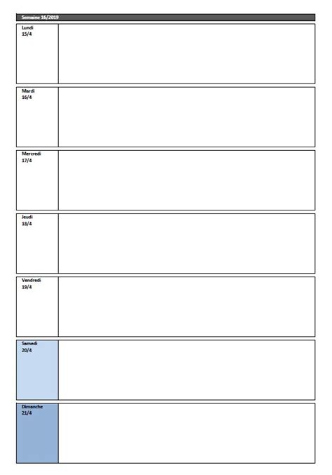 Nous vous proposons ici, la quatrième partie pour télécharger des menus de la semaine vierges à imprimer sous forme de semainier. Semainier / Planning Excel modifiable et gratuit | Excel ...