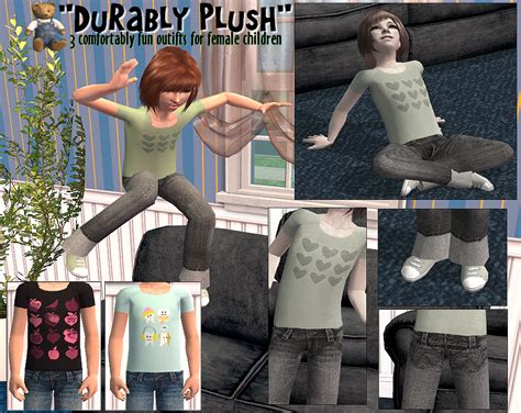 Mod The Sims Durably Plush 3 Outfits For Female Kids Sims 2