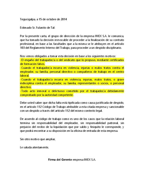Carta De Preaviso De Despido Por Inasistencia Financial Report