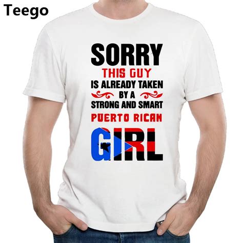 2018 Fashion Puerto Rican Flag T Shirt This Guy Is Already Taken Puerto Rico Girl Men T Shirt