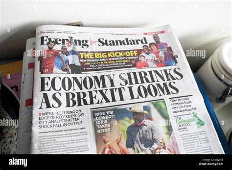 Evening Standard Newspaper Headline On Front Page Economy Shrinks As