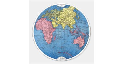 Vintage 1915 Map Of The World Atlas Globe Classic Round Sticker Zazzle