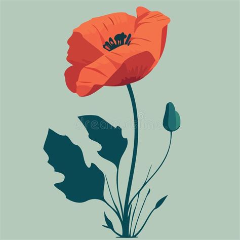 One Red Poppy Flower Stock Vector Illustration Of Nature 274042960