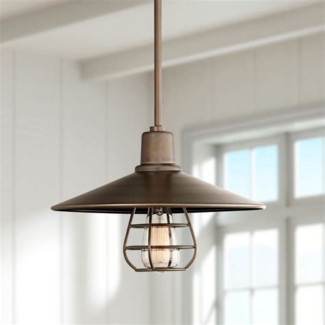 Franklin Iron Works Oil Rubbed Bronze Cage Pendant Light 14 Wide