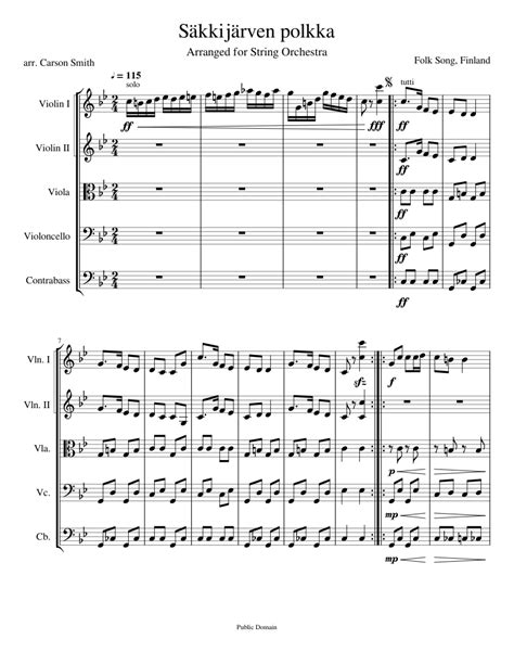 Finnish Folk Song Ievan Polkka - Säkkijärven polkka - Finnish Folk Song Sheet music for Violin, Cello