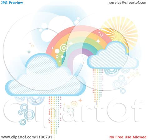 Clipart Pastel Rainbow With Clouds And Pixel Trails On