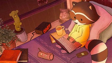 Download Lo Fi Anime Studying Ghibli Raccoon Wallpaper