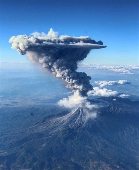 Colima Volcano In Mexico Eruption Seen From The Airplane Beautiful