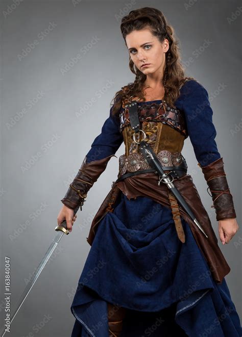 Medieval Warrior Woman Stock Photo Adobe Stock