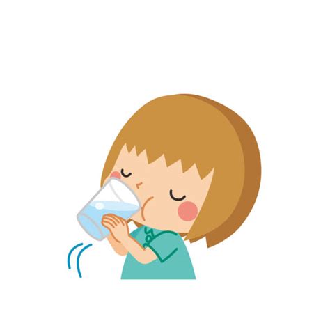Cartoon Of A Girl Drinking Water Illustrations Royalty Free Vector