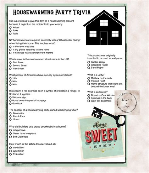 House Warming Party Trivia Game House Trivia New Home Etsy In 2021