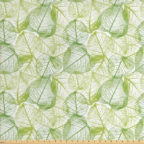 Leaves Fabric By The Yard Botanical Abstract Sketch Print Style Leaf