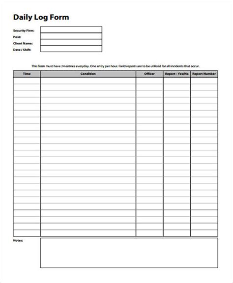 Free 34 Daily Log Templates In Pdf Ms Word