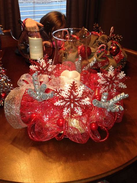 Christmas Centerpiece I Use A Straw Round Wreath And