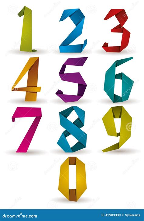 Origami Style Numbers Set Stock Vector Illustration Of School 42983339